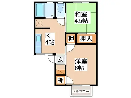 ビラ沖田 C(2K/2階)の間取り写真