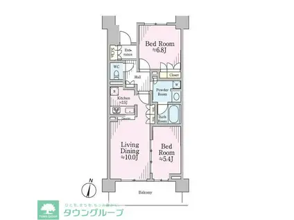 リージア経堂テラスガーデン(2LDK/4階)の間取り写真