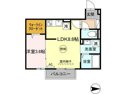 喜宝 YUKUHASHI(1LDK/2階)の間取り写真