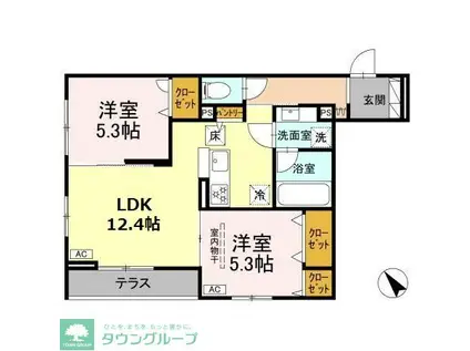 シャルムコート(2LDK/1階)の間取り写真