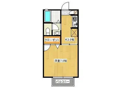サンセールHOUSE I(1K/2階)の間取り写真