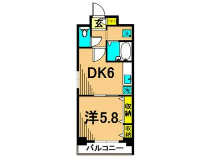 クレセール大井町(1DK/5階)の間取り写真