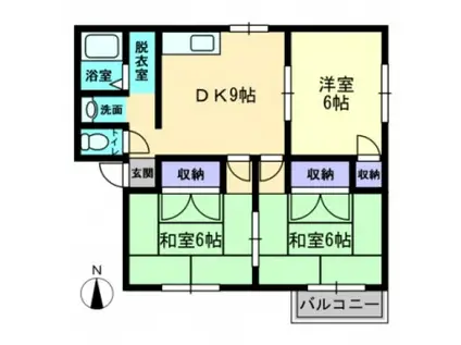 シティハイムタニザキA棟(3DK/1階)の間取り写真