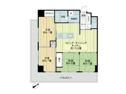 ウイングシャトー那覇リバーガーデン(4LDK/4階)の間取り写真