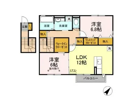 ラ・フルール エー(2LDK/1階)の間取り写真