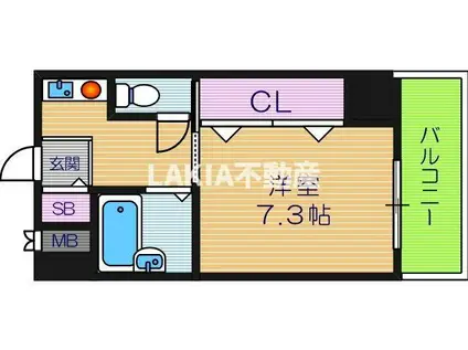 メロディーハイム美章園(1K/7階)の間取り写真