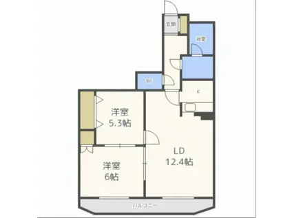 リリーコート平岸(2LDK/2階)の間取り写真