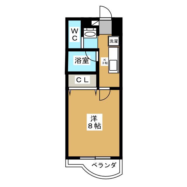 プラージュ美浜(1K/4階)の間取り写真