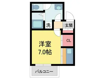 SKY宝塚(1K/2階)の間取り写真