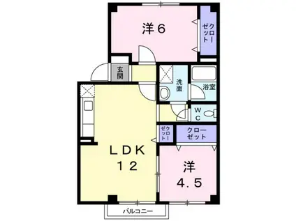 リブアライフ花梨(2LDK/1階)の間取り写真