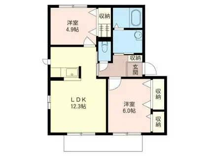 レスポワール2004D棟(2LDK/1階)の間取り写真