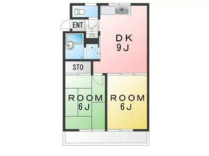 サンハイツ日野(2DK/1階)の間取り写真