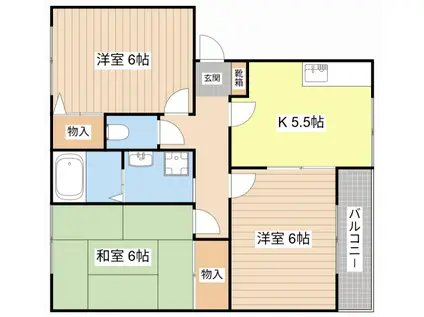 シャトレ岡田B(3K/2階)の間取り写真