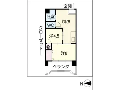 第3宮地マンション記念橋(2DK/4階)の間取り写真