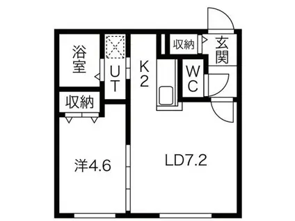 FERIO北大前(1LDK/1階)の間取り写真