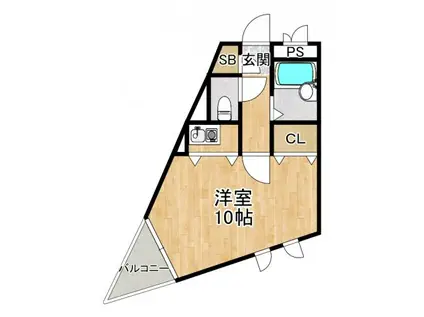 メゾン・ド・メトロ緑地公園(ワンルーム/4階)の間取り写真