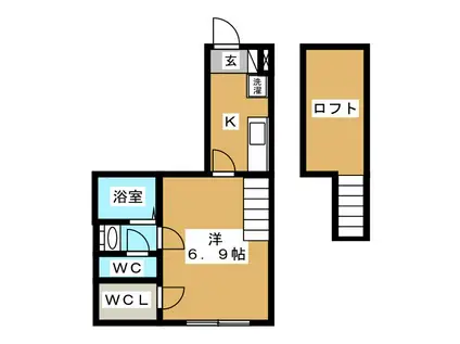 CASAG(1K/1階)の間取り写真