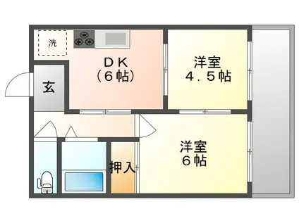 カーサ後楽園(2DK/2階)の間取り写真