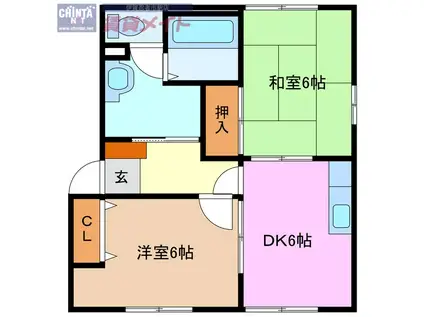 DOMICILE伊賀C(2DK/1階)の間取り写真