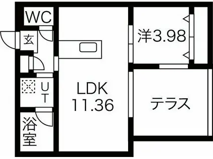 KII711(1LDK/1階)の間取り写真