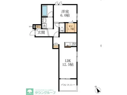 生田1丁目メゾン(1LDK/3階)の間取り写真