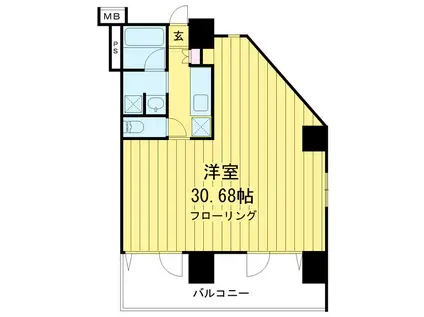 フラット中目黒(1K/6階)の間取り写真