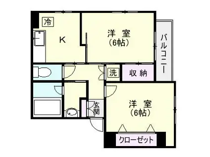 マンションM(2K/3階)の間取り写真