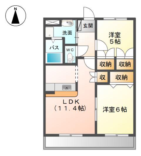 SUNNYCOURT城東(2LDK/2階)の間取り写真