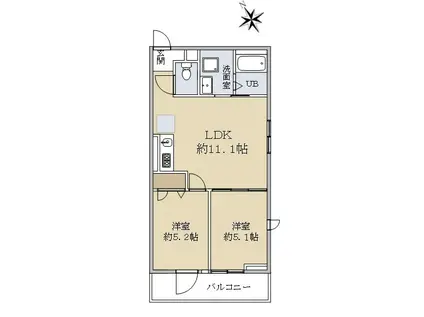 グランディオール杭瀬(2LDK/3階)の間取り写真
