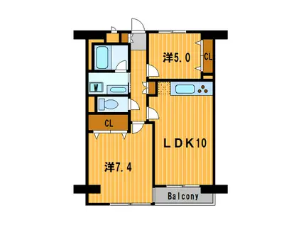 BAY-イースト(2LDK/4階)の間取り写真