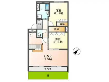 メゾン満天星(2LDK/1階)の間取り写真
