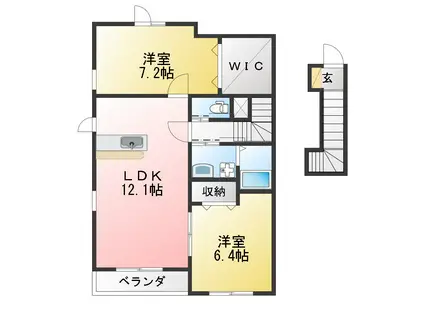 HAPPY DREAM長泉D(2LDK/1階)の間取り写真