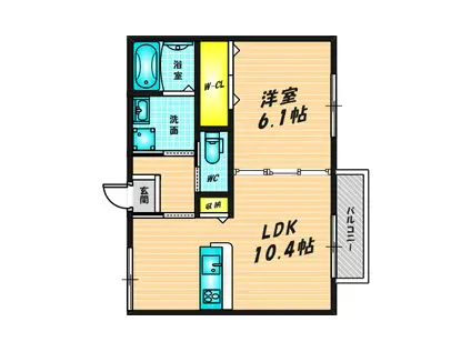 コルザテラス(1LDK/2階)の間取り写真