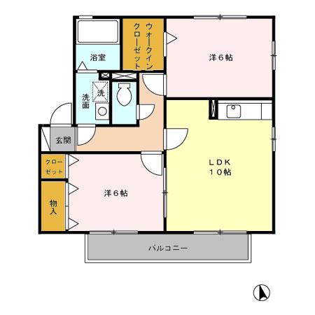 グランリッツ西島 B(2LDK/2階)の間取り写真