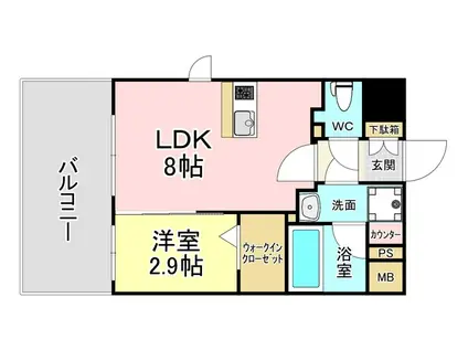 グランフォーレ小倉シティタワー(1LDK/4階)の間取り写真