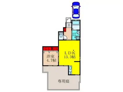 西尾テラス(1LDK/1階)の間取り写真