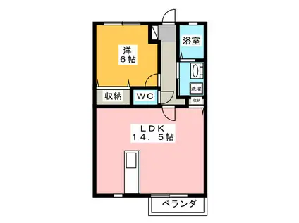 ヒルサイド善行V(1LDK/2階)の間取り写真