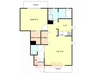 クリアガーデン(1LDK/1階)の間取り写真
