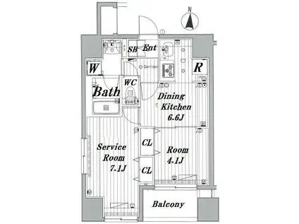 メイクスデザイン新宿落合(1SDK/7階)の間取り写真