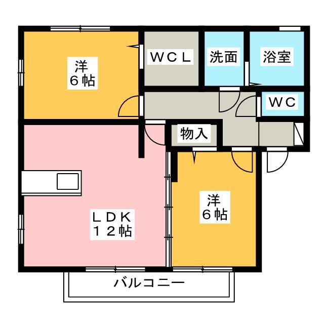 アメニティ陽だまりI(2LDK/2階)の間取り写真