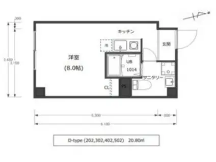 ウィズ高島平(ワンルーム/2階)の間取り写真