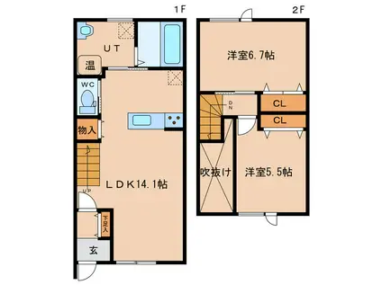 MAISON CIEL(2LDK/1階)の間取り写真