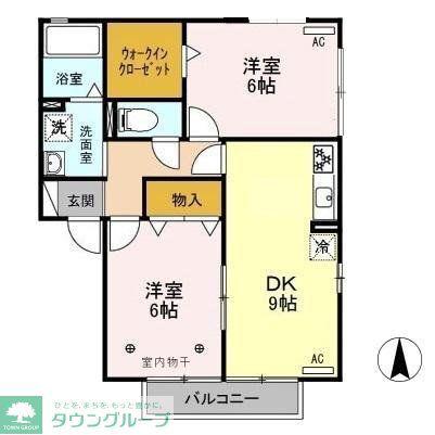 グランデ・カノン(2DK/2階)の間取り写真