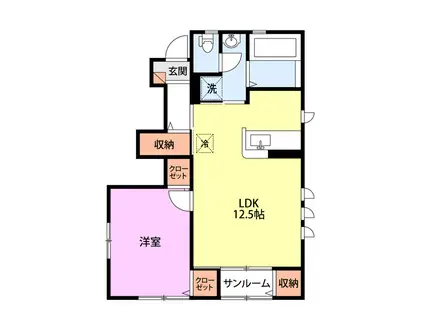 ウエストリバーハウス(1LDK/1階)の間取り写真