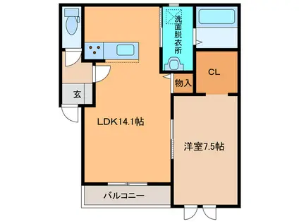 BLANC 934A(1LDK/1階)の間取り写真