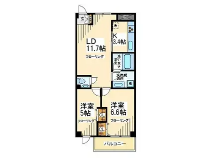 アーバンフラッツつつじヶ丘(2LDK/1階)の間取り写真