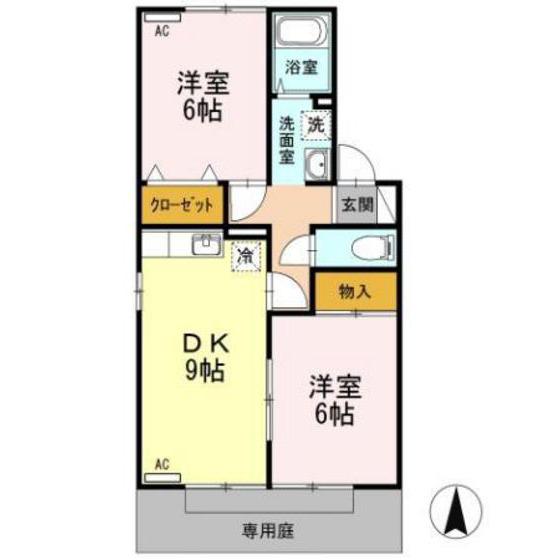 エクレール(2DK/1階)の間取り写真