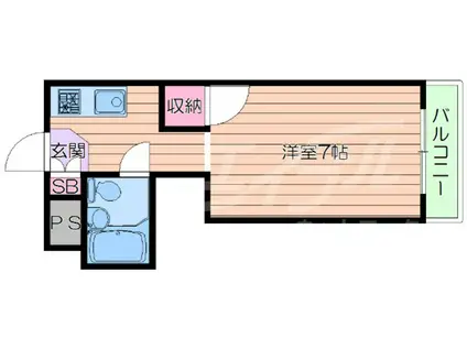 CASA山手(1K/2階)の間取り写真