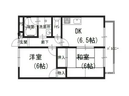 モアクレスト津村III(2DK/2階)の間取り写真