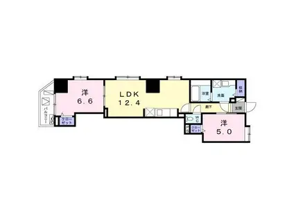 ハピーディラ レジデンス(2LDK/3階)の間取り写真